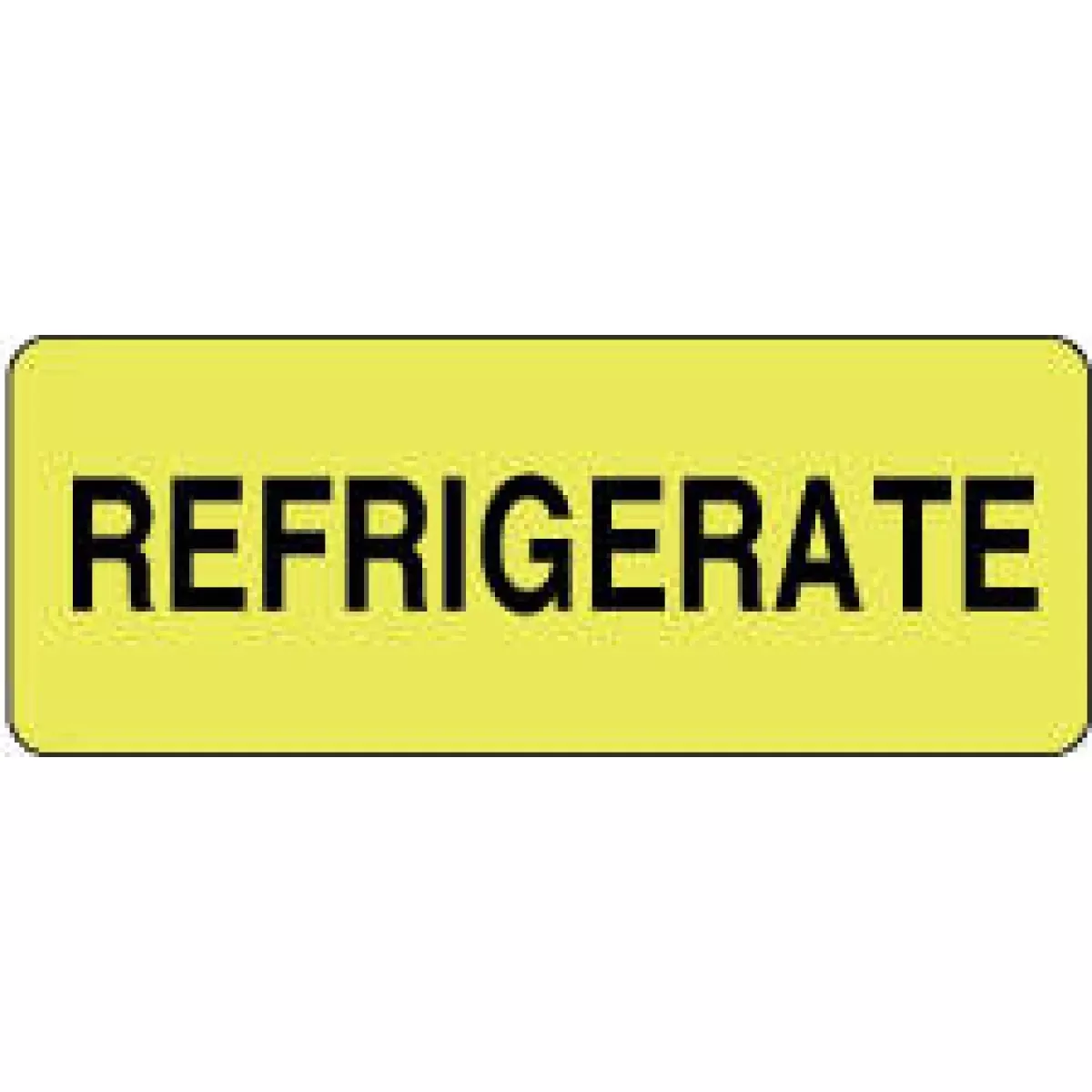 Lab Communication Label (Paper, Permanent) Refrigerate 2 1/4" X 7/8" Fluorescent Yellow - 1000 Per Roll