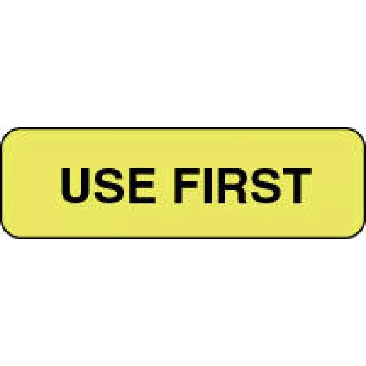 Lab Communication Label (Paper, Permanent) Use First 1 1/4" X 3/8" Fluorescent Yellow - 1000 Per Roll