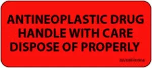 Label Paper Permanent Antineoplastic Drug 1" Core 2 1/4" X 1 Fl. Red 420 Per Roll