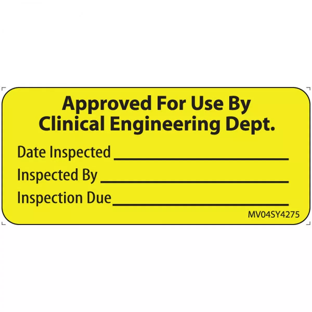 Label Paper Permanent Approved For Use 1" Core 2 1/4" X 1 Yellow 420 Per Roll