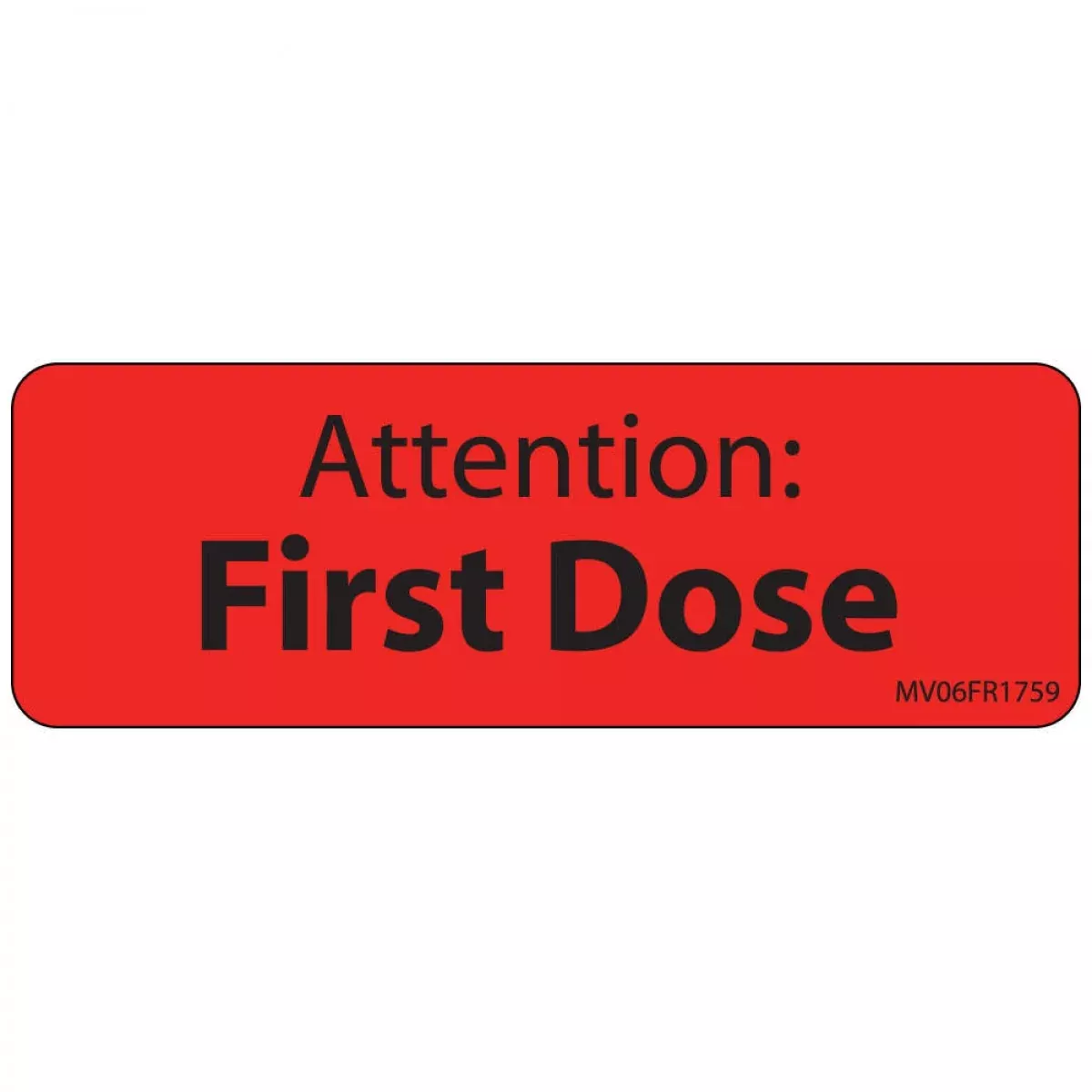 Label Paper Permanent Attention: First 1" Core 2 15/16" X 1 Fl. Red 333 Per Roll