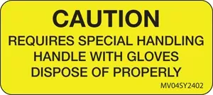 Label Paper Permanent Caution Requires 1" Core 2 1/4" X 1 Yellow 420 Per Roll