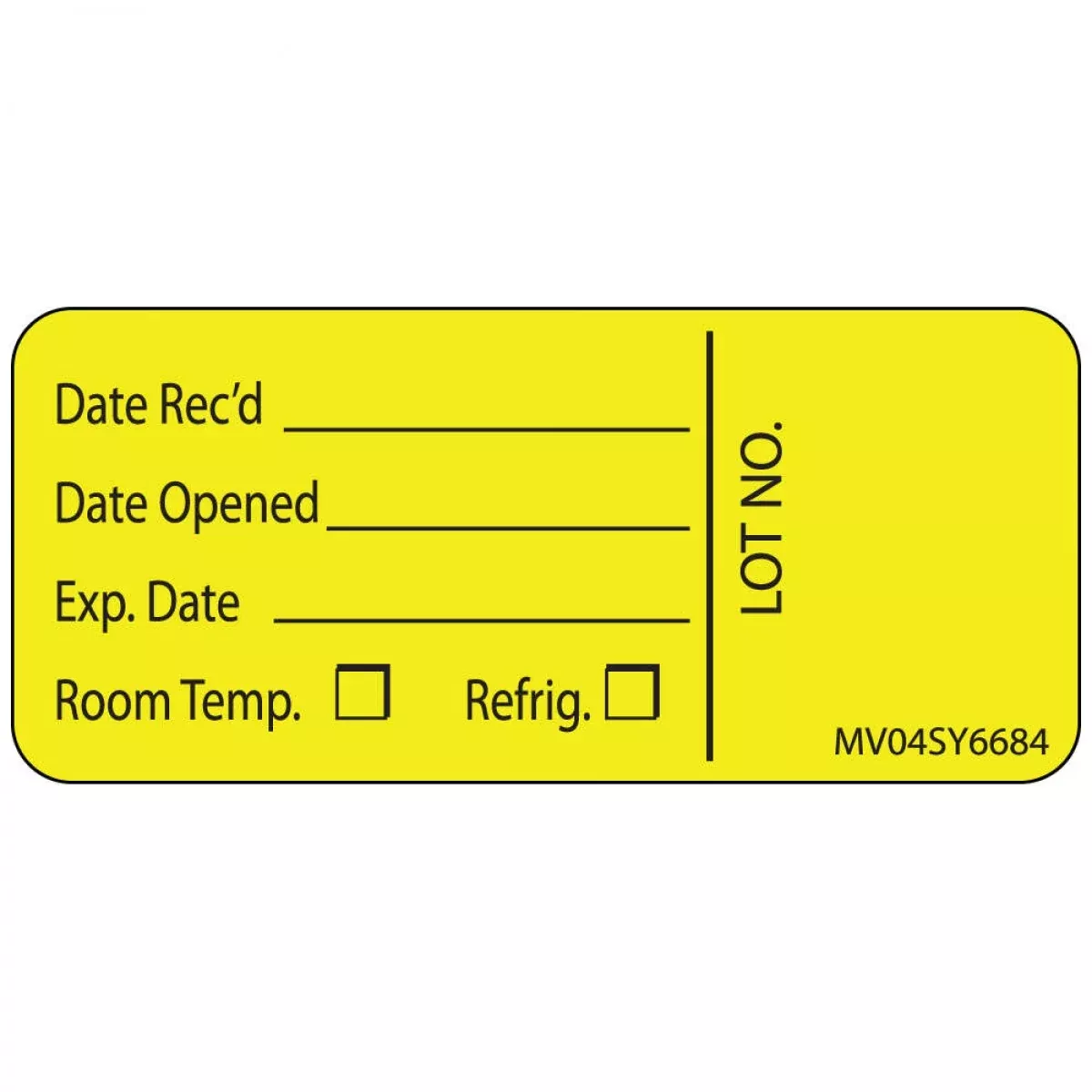 Label Paper Permanent Date Recd___ Date 1" Core 2 1/4" X 1 Yellow 420 Per Roll