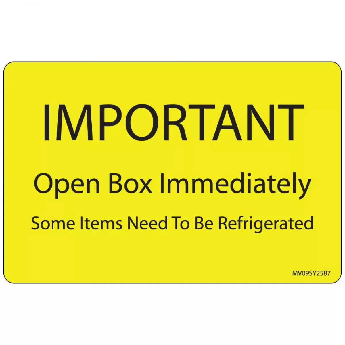 Label Paper Permanent Important Open Box 1" Core 4" X 2 5/8" Yellow 375 Per Roll