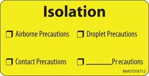 Label Paper Permanent Isolation Airborne 1" Core 2 15/16" X 1 1/2" Yellow 333 Per Roll