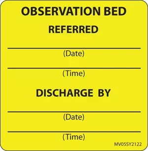Label Paper Permanent Observation Bed 1" Core 2 7/16" X 2 1/2" Yellow 400 Per Roll