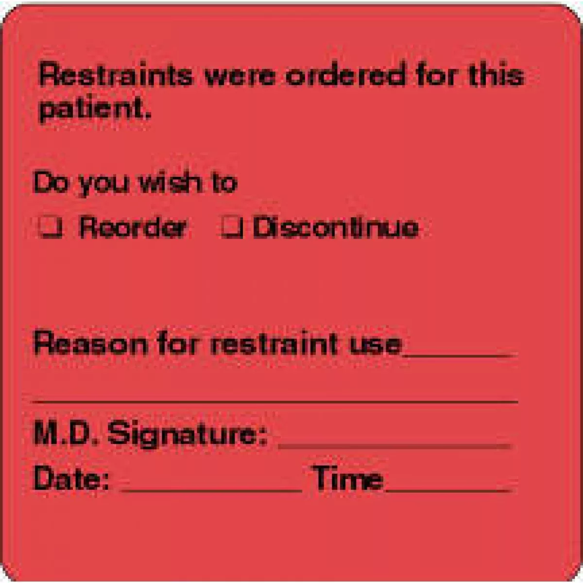 Label Paper Permanent Restraints Were 2 1/2" X 2 1/2" Fl. Red 500 Per Roll