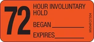 Label Paper Removable 72 / Hour 1" Core 2 1/4" X 1 Fl. Orange 420 Per Roll