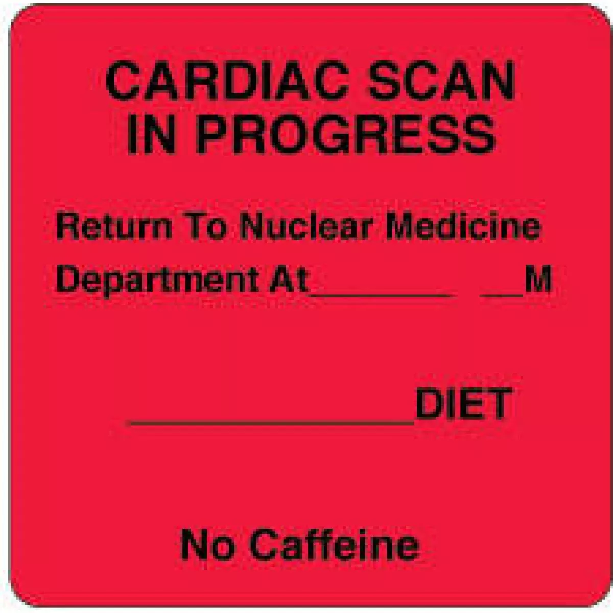 Label Paper Removable Cardiac Scan In 2 1/2" X 2 1/2" Fl. Red 500 Per Roll
