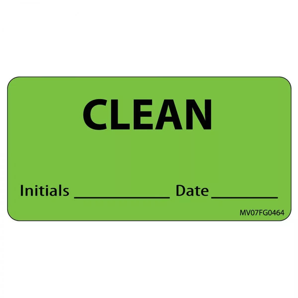 Label Paper Removable Clean Initials Date 1" Core 2 15/16" X 1 1/2" Fl. Green 333 Per Roll