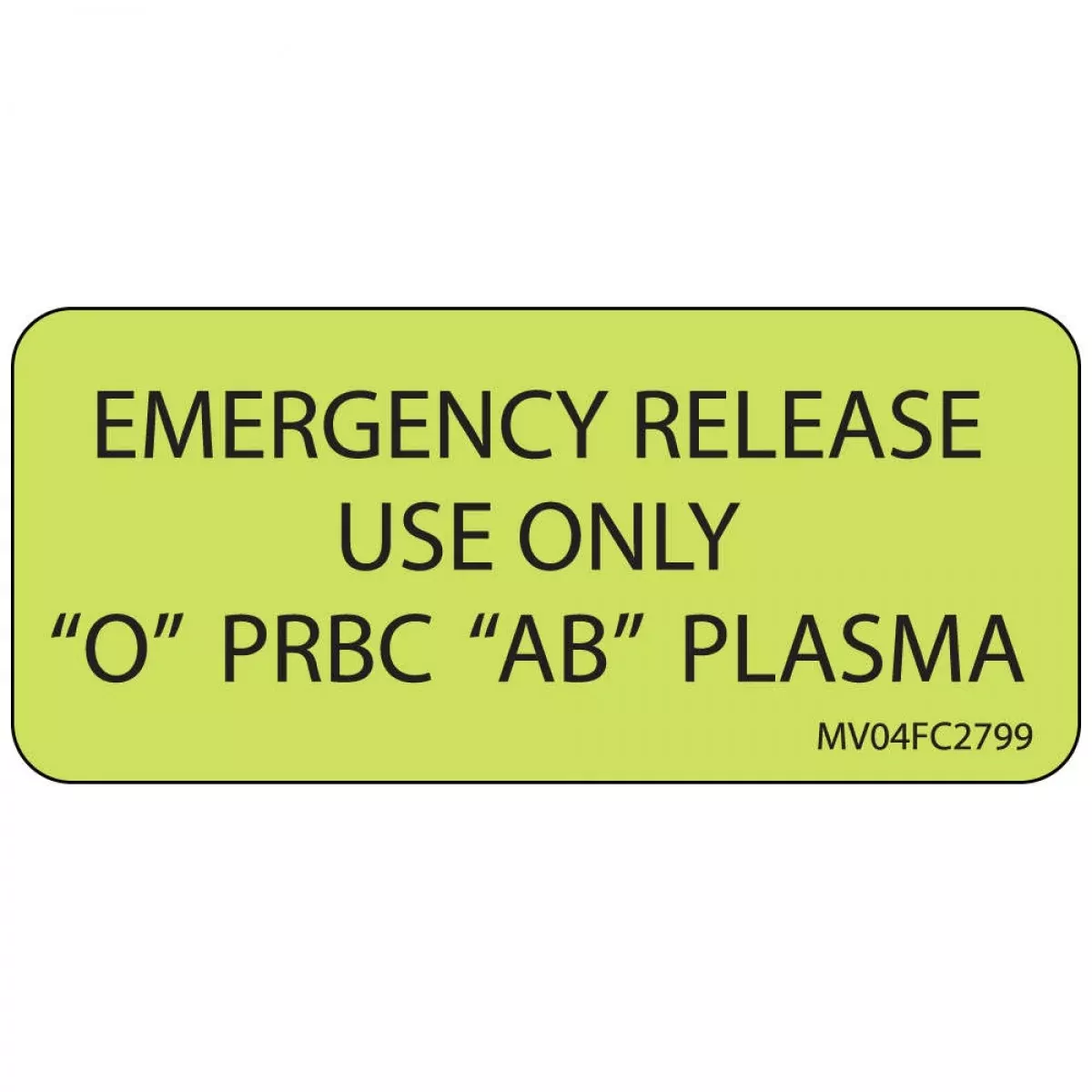 Label Paper Removable Emergency Release 1" Core 2 1/4" X 1 Fl. Chartreuse 420 Per Roll