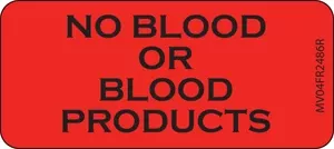 Label Paper Removable No Blood Or 1" Core 2 1/4" X 1 Fl. Red 420 Per Roll