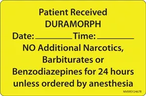 Label Paper Removable Patient Received 1" Core 4" X 2 5/8" Yellow 375 Per Roll