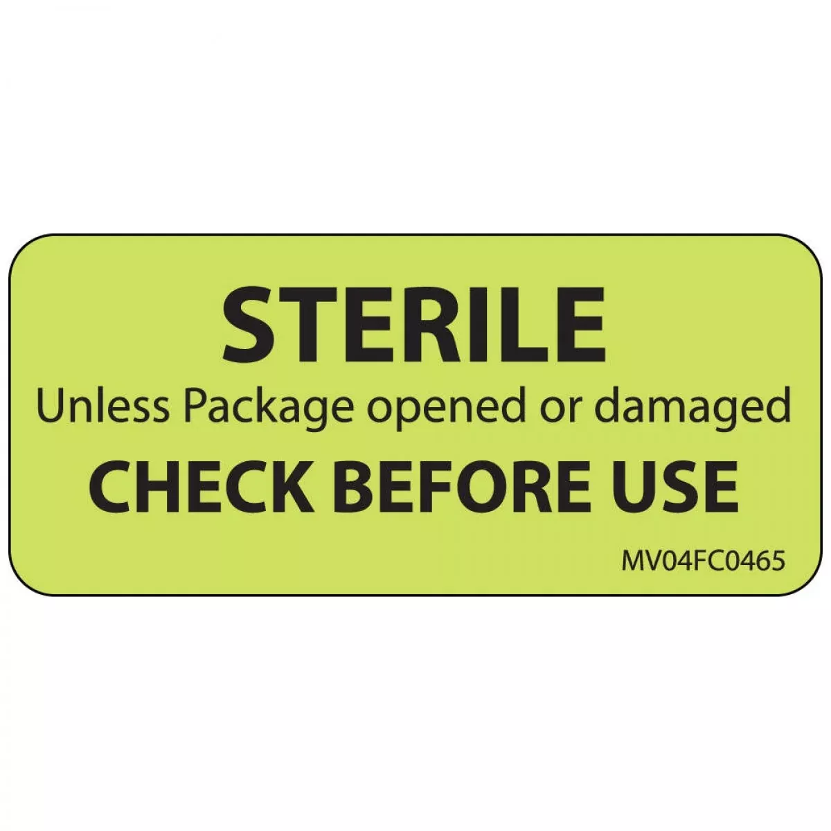 Label Paper Removable Sterile Unless 1" Core 2 1/4" X 1 Fl. Chartreuse 420 Per Roll