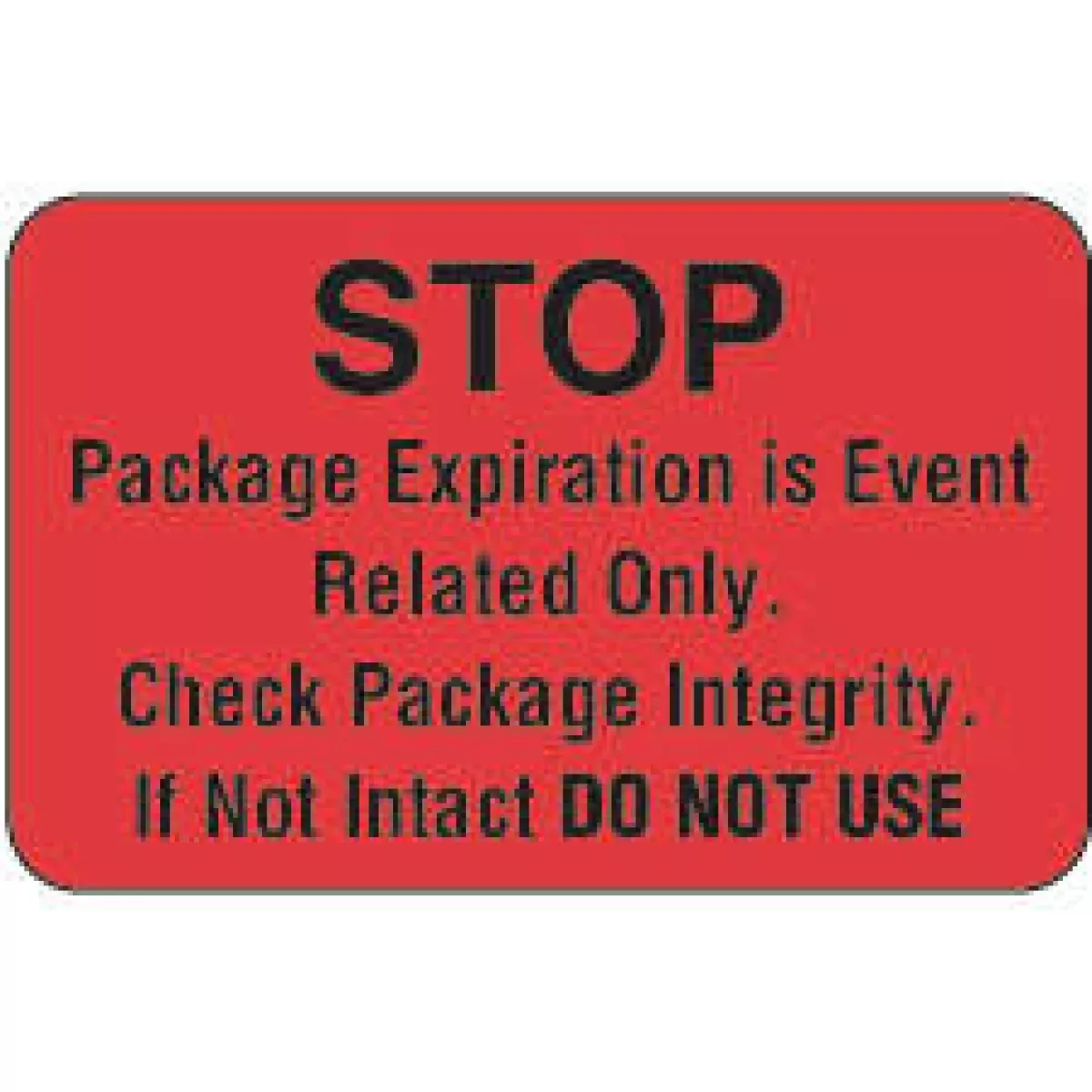 Label Tyvek Permanent Stop Package 1 3/4" X 1 1/8" Fl. Red 250 Per Roll