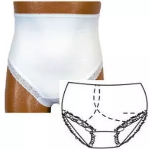 Ladies Split Crotch Ostomy Support Panty White, Large, Right