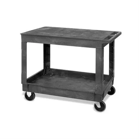 Large 2-Shelf Utility Cart with Flat Top and Lower Shelf with Raised Sides 26"W x 40"L x 32.5"H