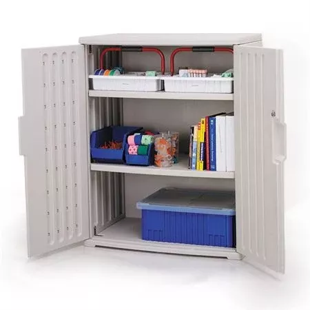 Locking Storage Cabinet 36"W x 22"D x 46"H - 1 fixed shelf, 1 adjustable shelf - 125lb shelf capacity