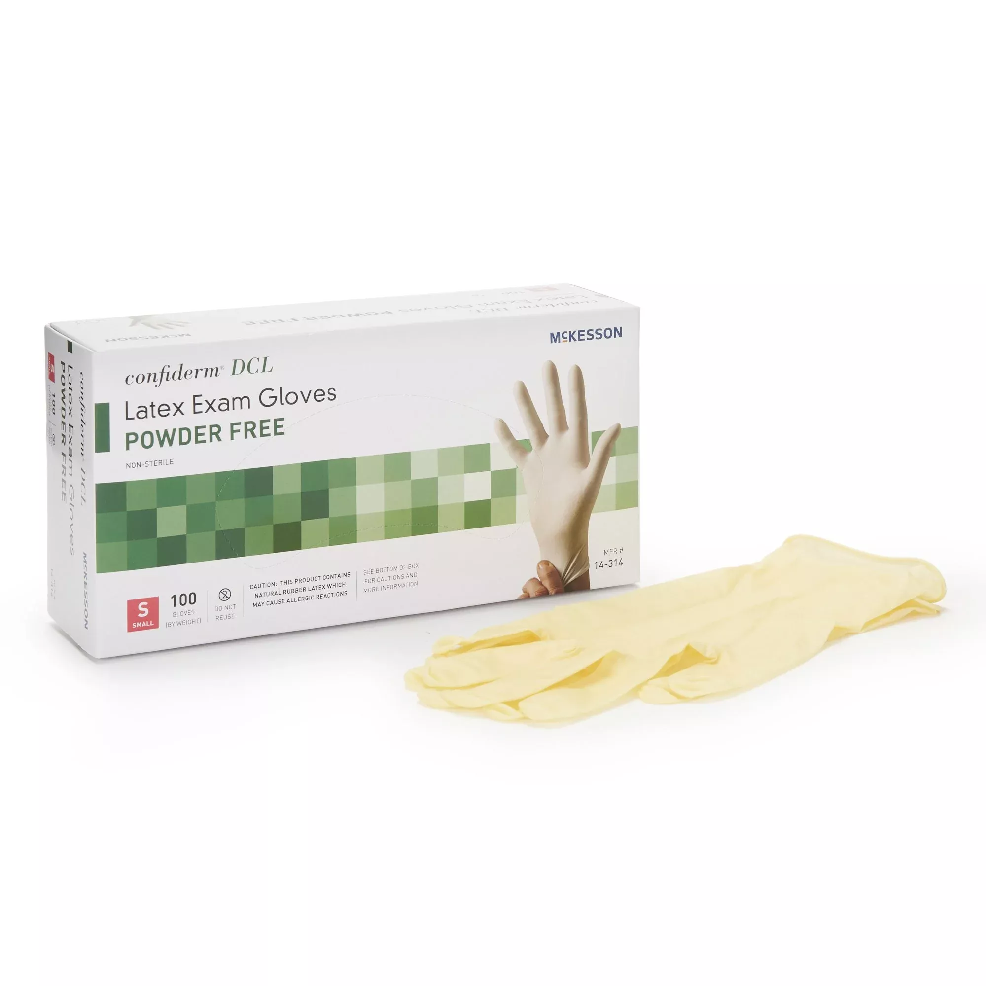 McKesson 14-314 Confiderm Latex Exam Glove, Small, Ivory