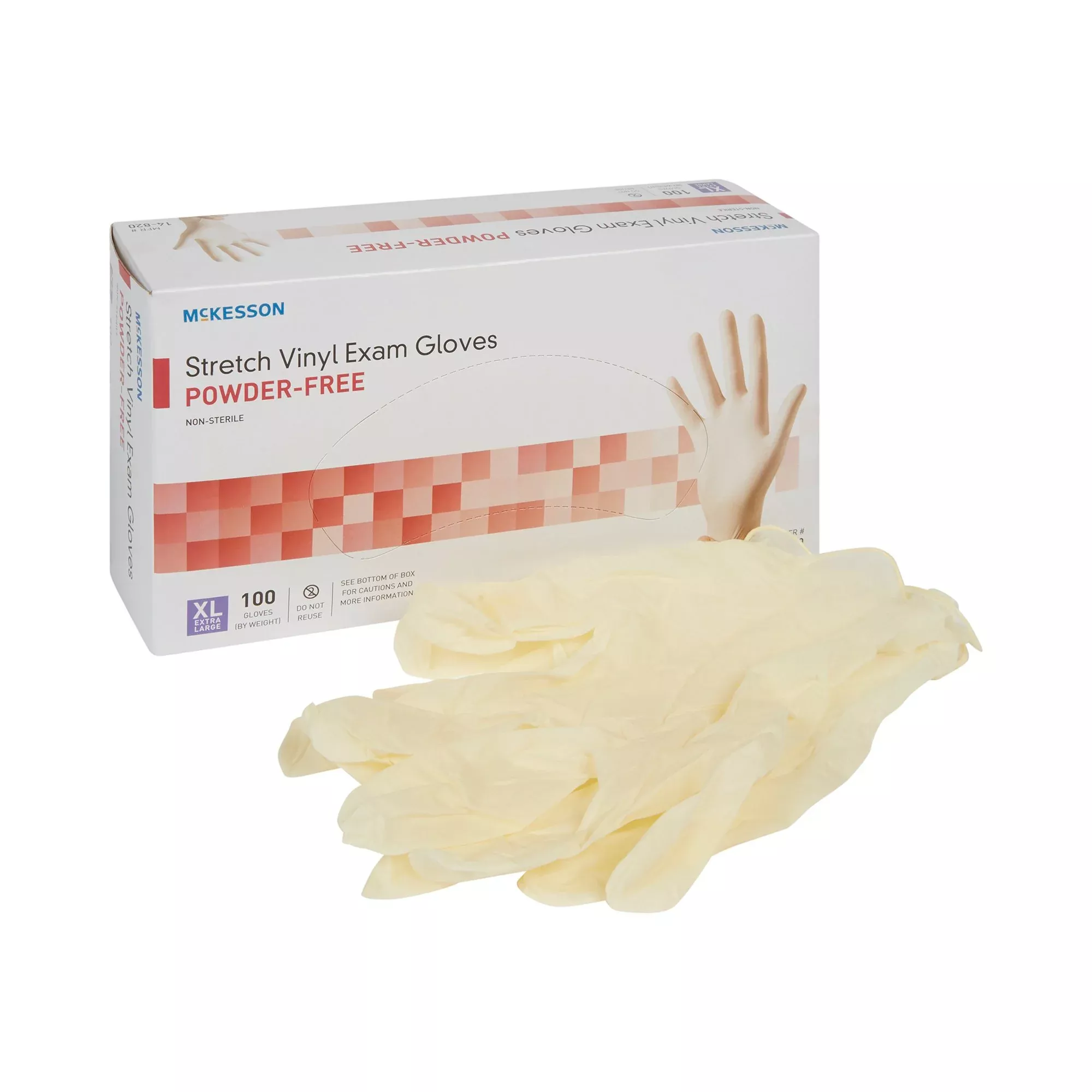 McKesson 14-820 Stretch Vinyl Exam Glove, Extra Large, Ivory