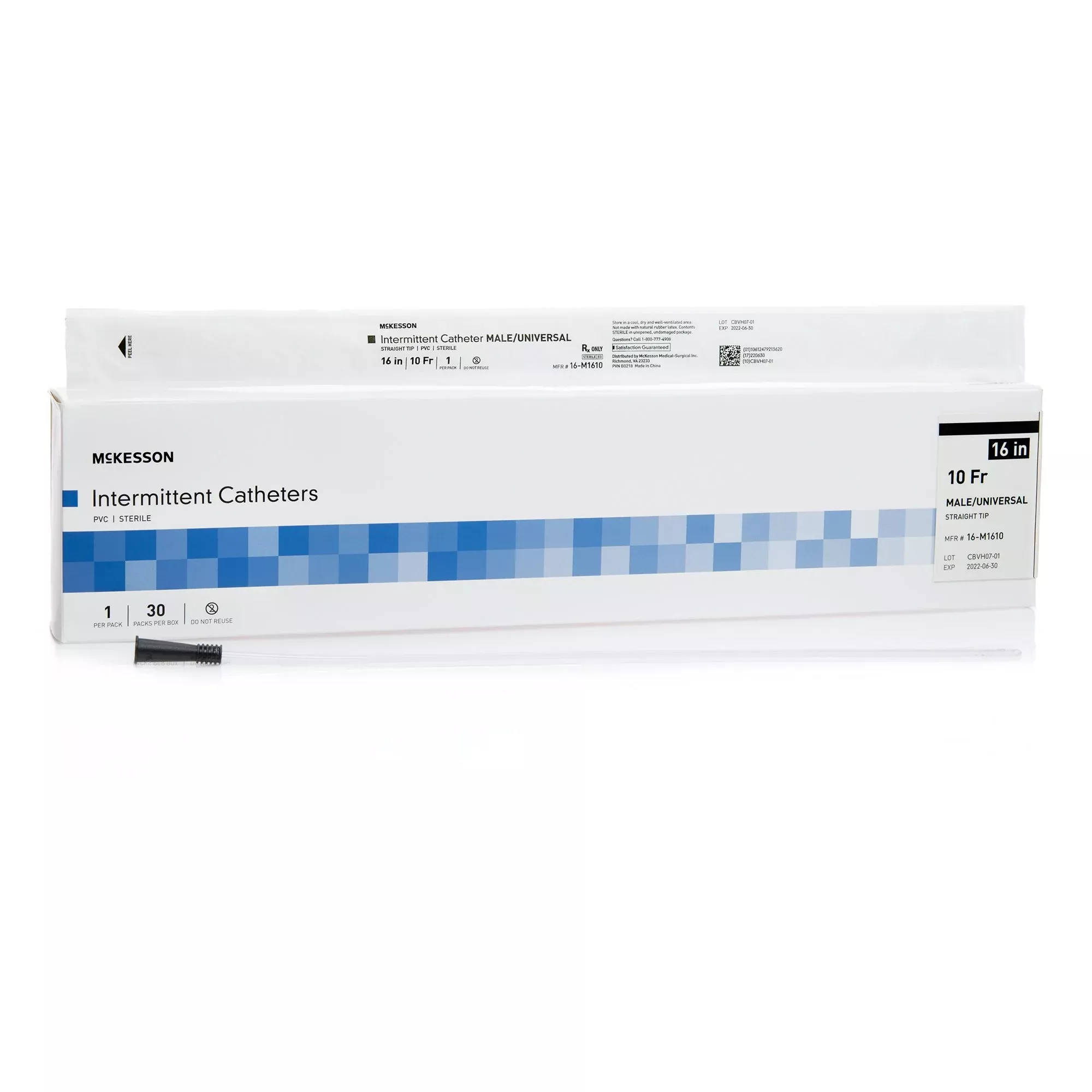 McKesson Intermittent Catheter Straight Tip Uncoated PVC 16 Inch Length