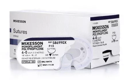 Mckesson Suture with Needle Nonabsorbable Black Monofilament Nylon Size