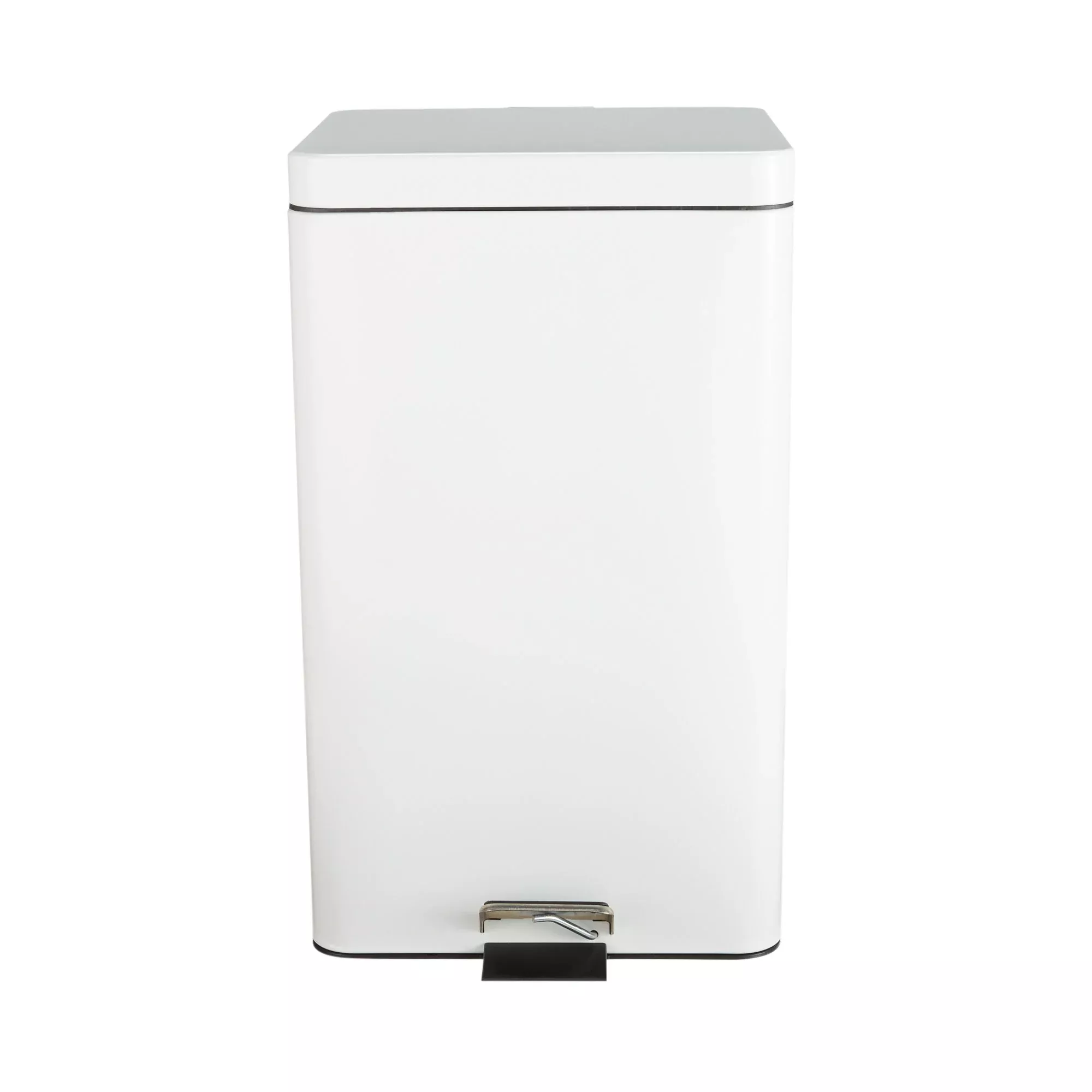 McKesson Trash Can with Plastic Liner, Square, Steel, Step-On, 32 QT, White