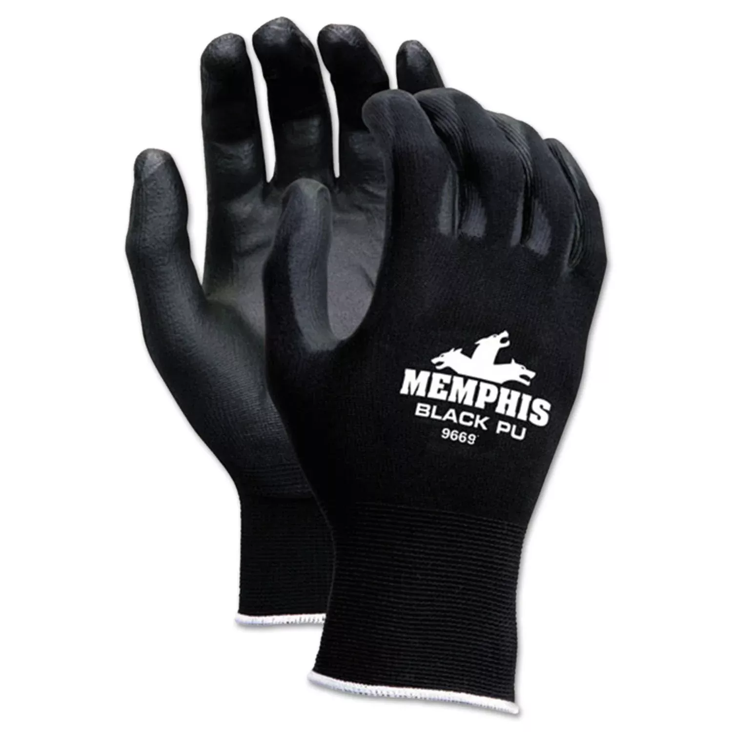 MCR Economy PU Coated Work Gloves, Black, Large, 1 Dozen