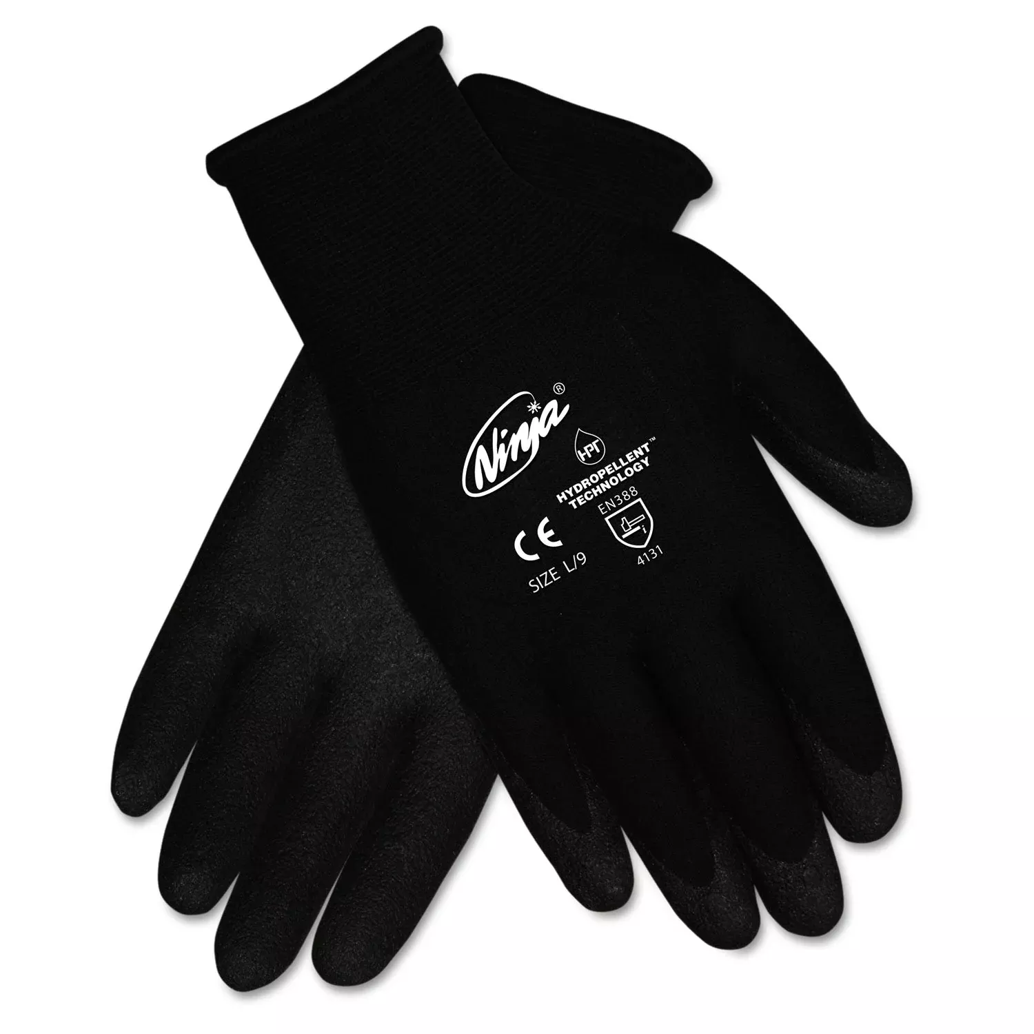 MCR Ninja HPT PVC coated Nylon Gloves, X-Large, Black, Pair