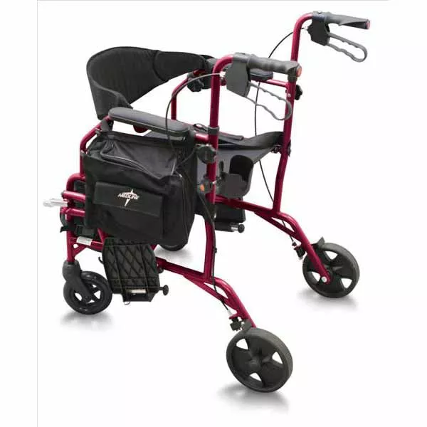 Medline Combination Rollator-Transport Chair, Red (MDS808200TRR)