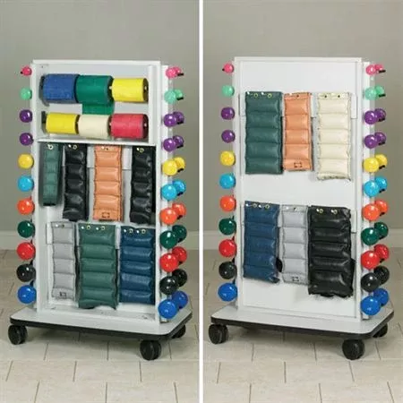 Mobile Rehabilitation Rack Mobile Rehabilitation Rack (for Cuff Ankle/Wrist Weights, Dumbbells, and Resistance Bands) - 31"W x 24"D x 53"H