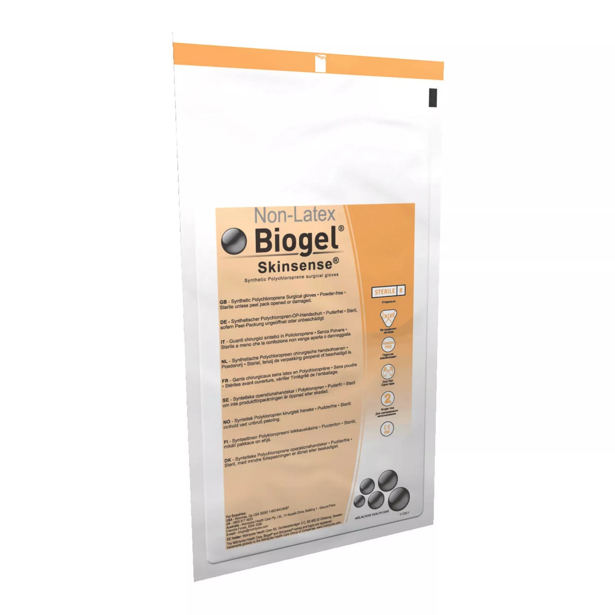 Molnlycke 31465 Biogel Skinsense Polyisoprene Surgical Glove, Size 6.5, Straw Color