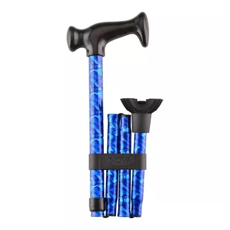 Nova Ortho-Med CANE, FOLDING QT BLU WAVES (20/CS) - M-1172979-1708 - Case of 20