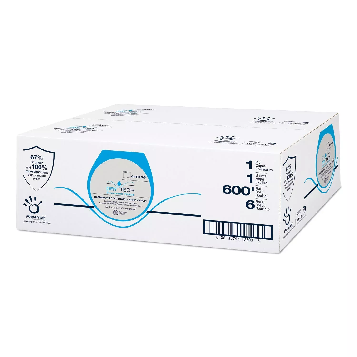 Papernet Dry Tech Paper Towel, 7.5" x 600 ft, White, 6/Carton