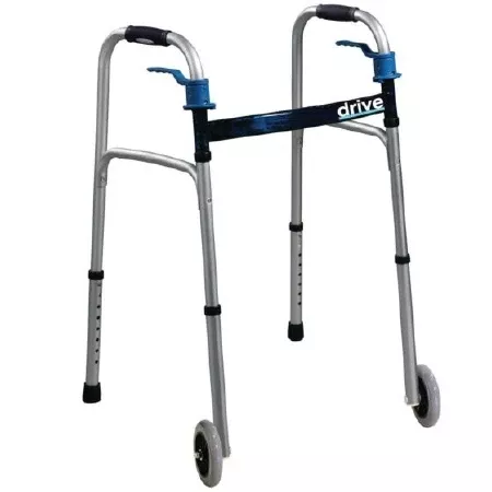 Patterson Medical Supply Dual Release Folding Walker Adjustable Height Deluxe Aluminum Frame 350 lbs. Weight Capacity 26 to 33-1/2 Inch Height - M-906298-4691 - Each
