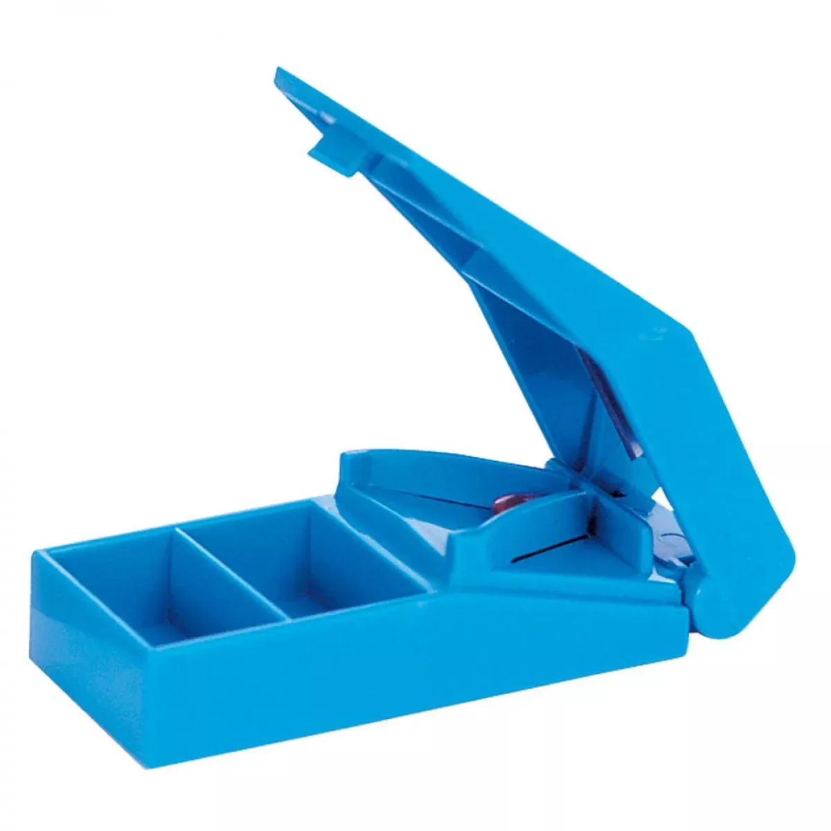 Pill Splitter Plastic Self-Contained Storage Compartment Imported 3 3/4" X 1 1/8" X 1" Blue - 1 Each