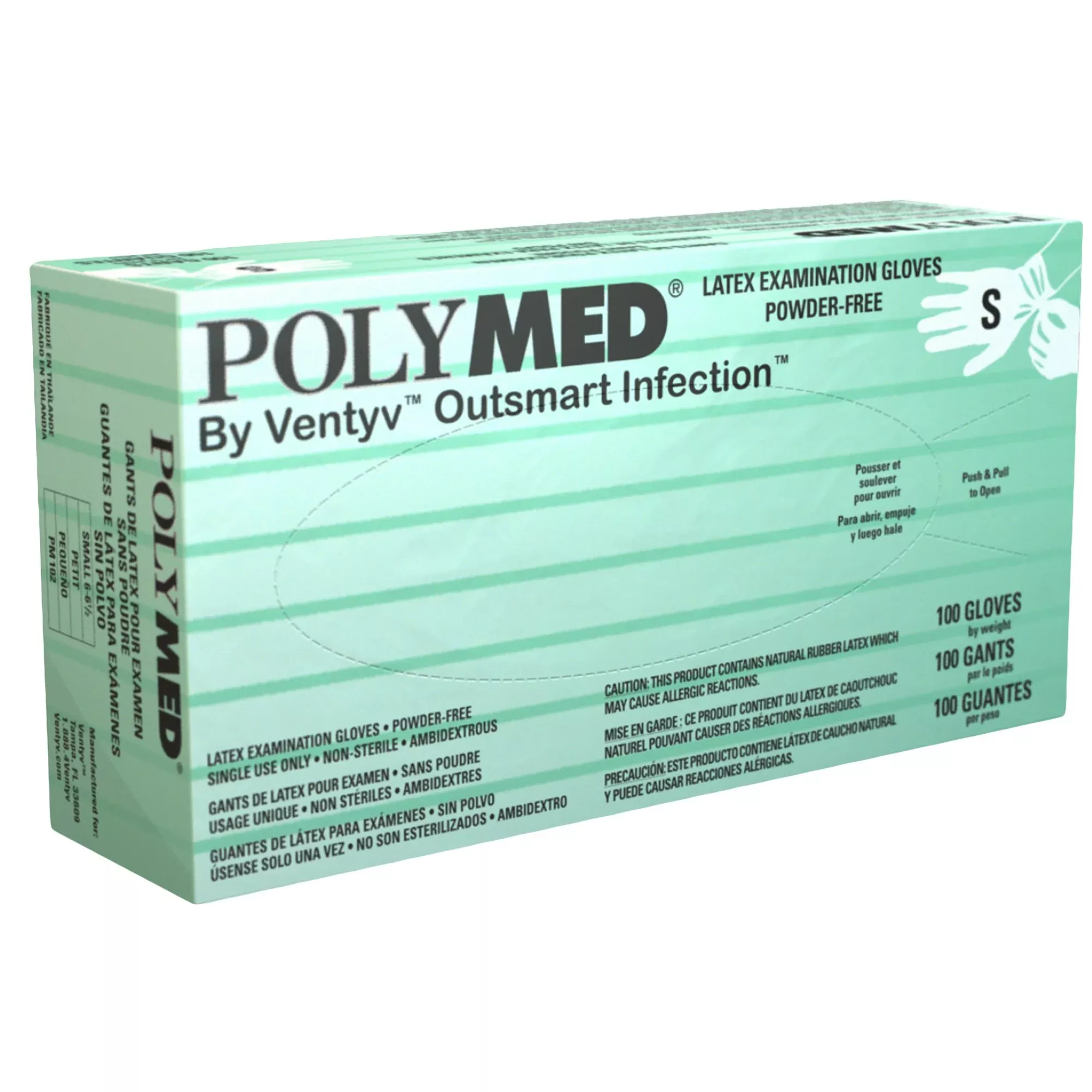 Polymed Latex Exam Glove, Small, Ivory
