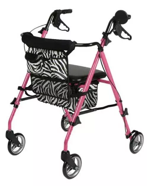 Posh Pink Zebra Rollator - Lightweight, Foldable | Medline
