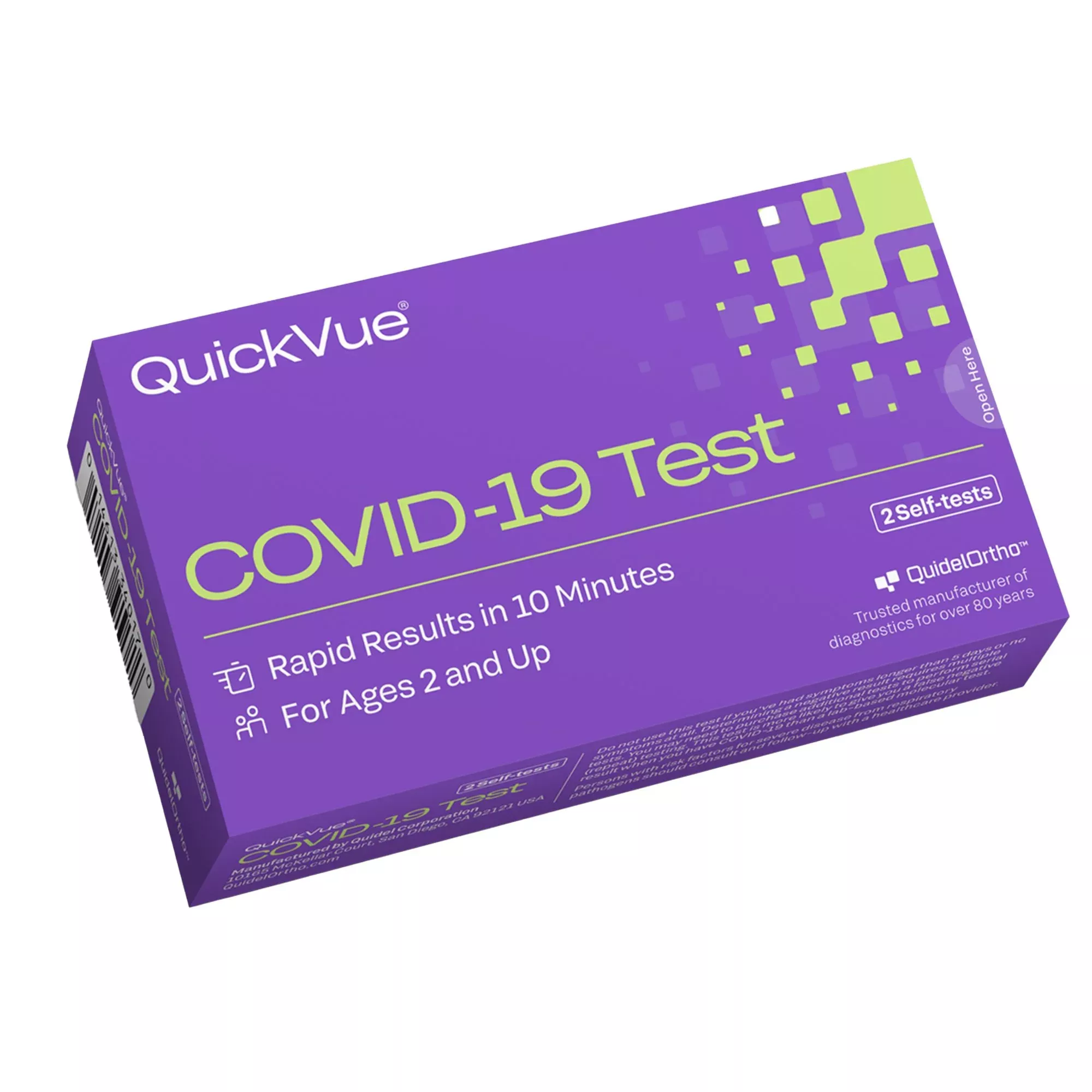 QuickVue At-Home Over-the-Counter COVID-19 Test Kit, Two Tests