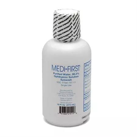 Refill for First Aid Chemical Burn Eyewash Station First Aid Eyewash Refill • 16oz Bottle with Eye Cup ,1 Each