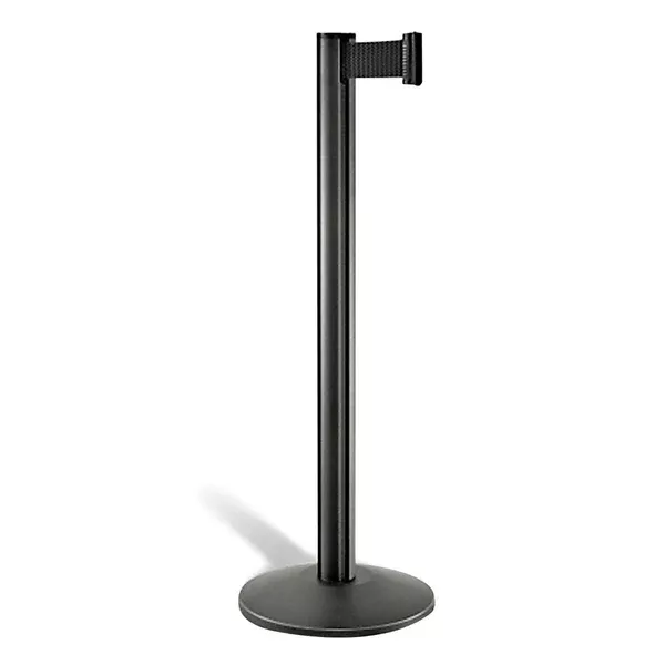 Retractable Belt Stanchion in Wrinkle Black 7' Wrinkle Black ,1 Each