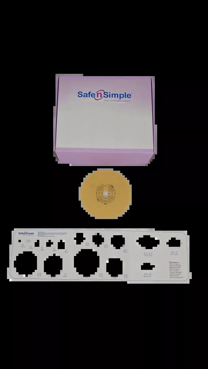 Safe N Simple 2-Piece Round Wafer Standard Wear Solid Hydrocolloid 57mm 2 1/4" Flange Cut to Fit (80 Count)