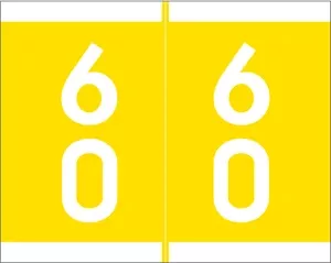 Sav-Tyme Compatible Dsfm Color Code Label Numeric "60-69" 1 1/5" X 1 3/16" Yellow Permanent 500 Per Roll