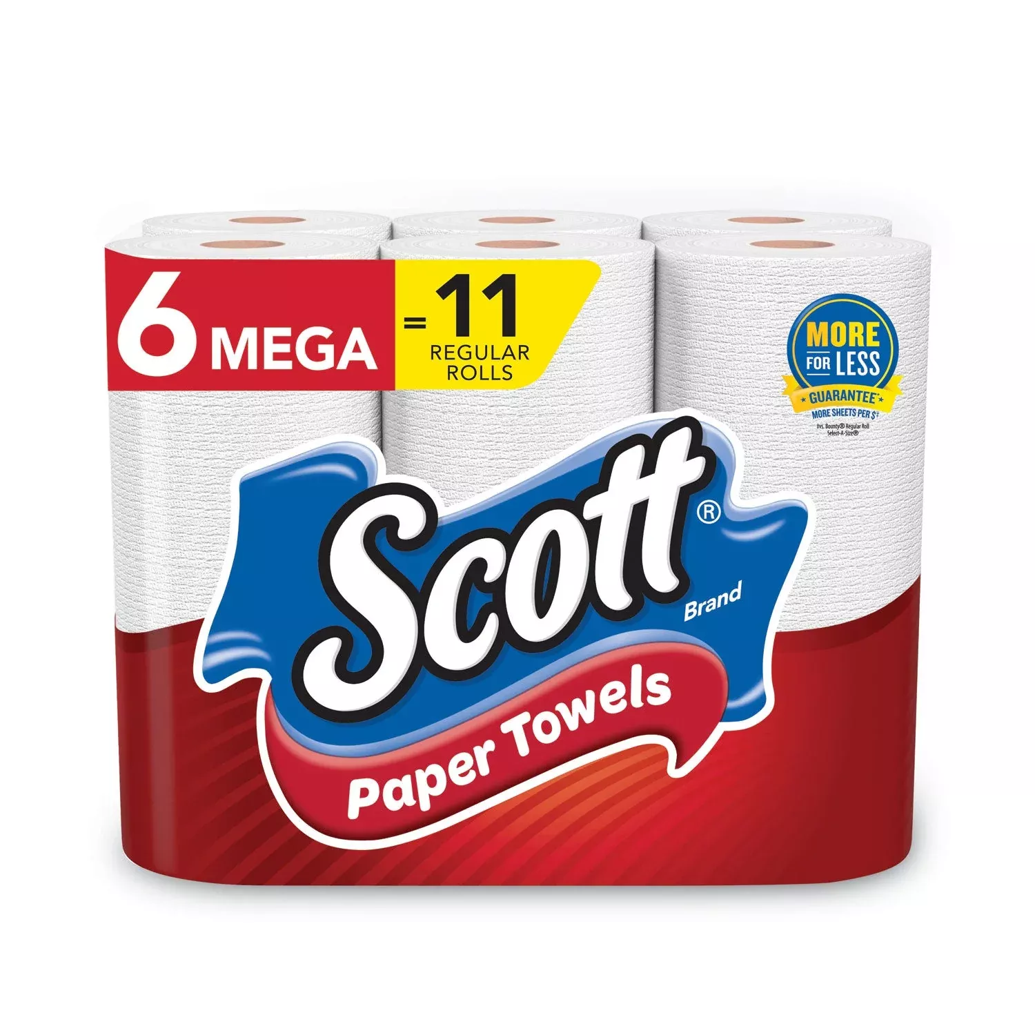 Scott Choose-a-Size Mega Kitchen Roll Paper Towels, 1-Ply, 102/Roll, 6 Rolls/Pack, 4 Packs/Carton