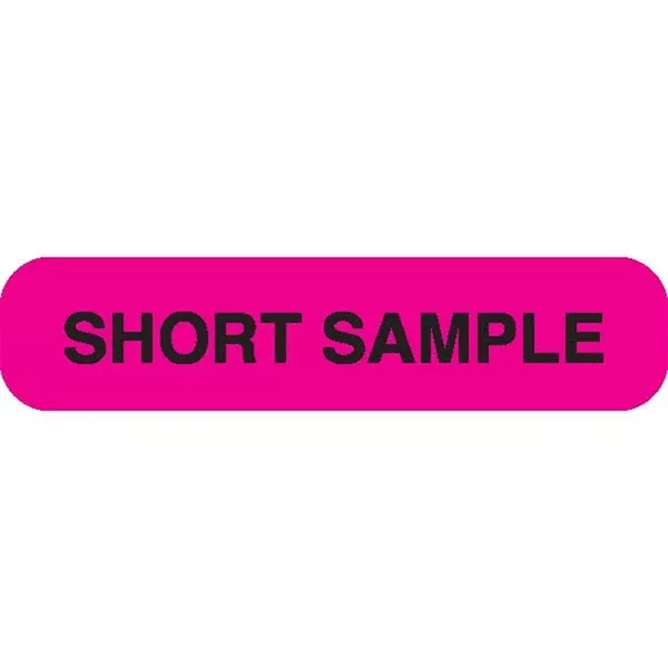 SHORT SAMPLE Phlebotomy/Specimen Receiving Labels MarketLab Short Sample Label, Pink PK1000 ,1000 / pk
