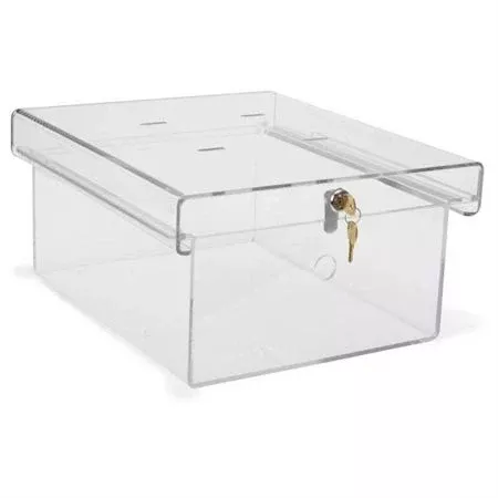 Single Lock Clear Refrigerator Lock Box Single Lock Clear Refrigerator Lock Box - OD: 14"W x 16"D x 8"H - ID: 11.5"W x 14.5"D x 6"H