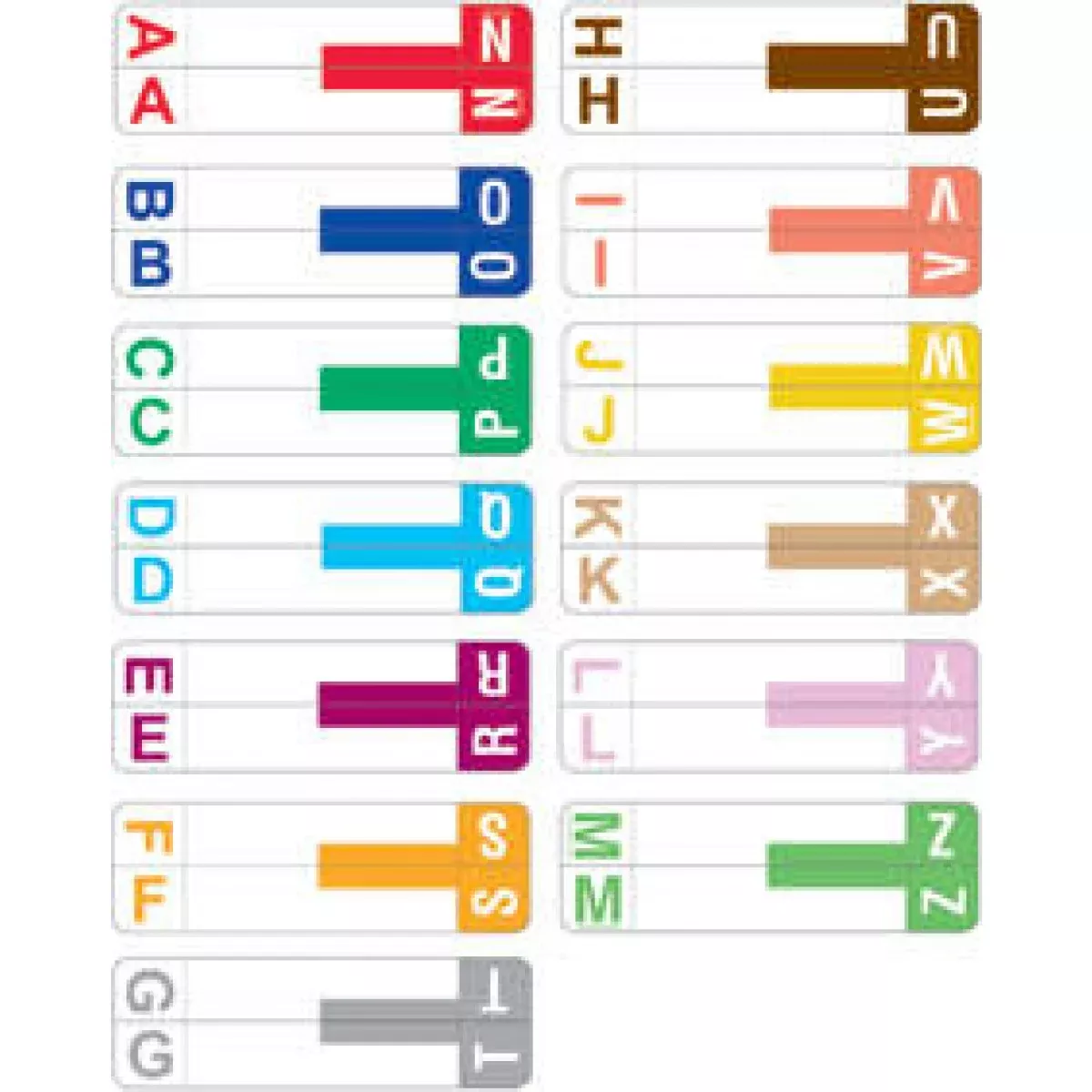 Smead Compatible Alphaz Color Code Label Alpha 3 5/8" X 1 1/8" Assorted Colors Permanent - 100 Per Pack, 13 Packs Per Set