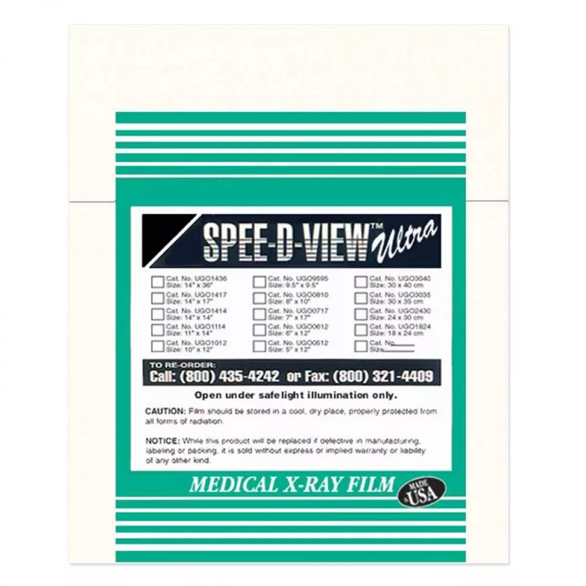 Spee-D-View X-Ray Film Ultra Blue Sensitive Half Speed 24Cmx30Cm 100 Per Box