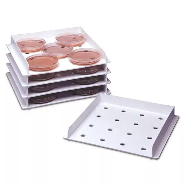 Stackable Incubation Tray Stackable Petri Dish Incubation Tray • 9.875"L x 9.3125"W x 1.375"H ,3 / pk