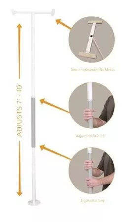 Stander Security Pole / Grab Bar White Powder-Coated Steel - M-879904-4364 - Case of 2